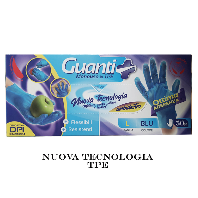 SETABLU GUANTI TPE 50PZ MIS.L BLU